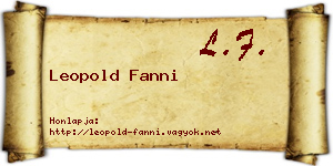 Leopold Fanni névjegykártya